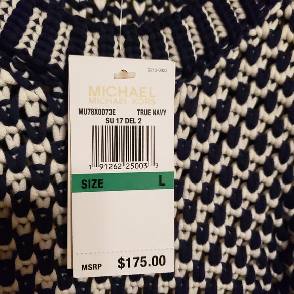 New Michael Kors Navy Blue Sweater Dress with fringe bottom - Picture 8 of 13